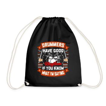 Schlagzeug Schlagzeuger Drummer Geschenk - Turnbeutel - Schwarz - Vorne