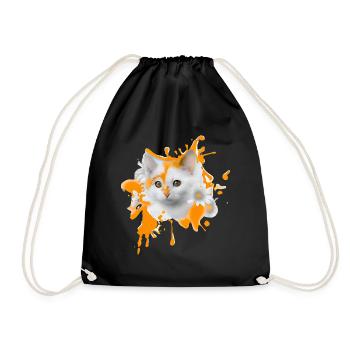 Flower Cat - Drawstring Bag - black - Front