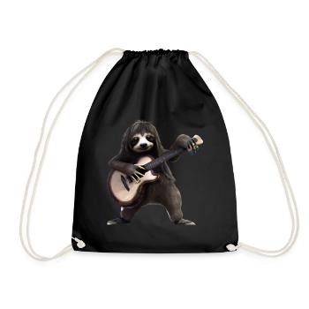 Faultier mit Gitarre - Turnbeutel - Schwarz - Vorne