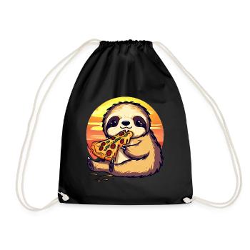 Pizza sloth in the sunset - Drawstring Bag - black - Front