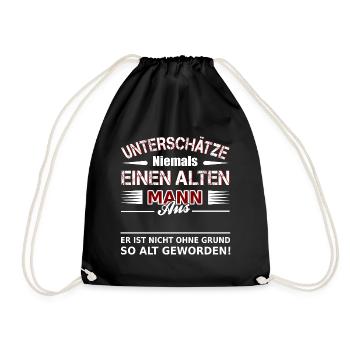 Never underestimate Old Man Shirt • Dream Country - Drawstring Bag - black - Front