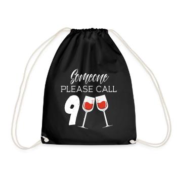 Bitte jemand 9 Wein Wein anrufen - Turnbeutel - Schwarz - Vorne
