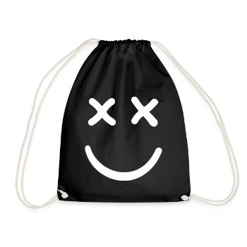 Dead Smiley Crossed Eyed Smiley - Drawstring Bag - black - Front