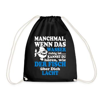 Angeln Fisch lacht - Turnbeutel - Schwarz - Vorne