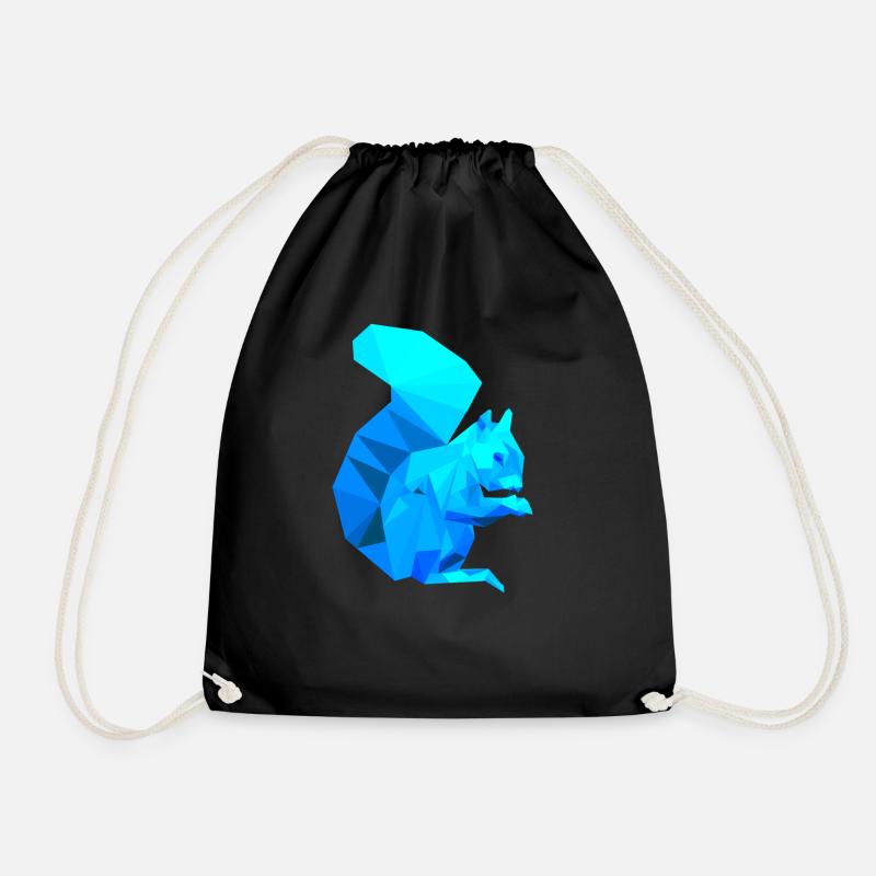 Geometric Squirrel - Drawstring Bag - black