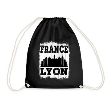 Lyon France City Skyline Summer Holiday Love - Drawstring Bag - black - Front