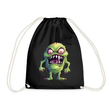 Halloween Monster Zombie Gruselig Horror Kostüm - Turnbeutel - Schwarz - Vorne