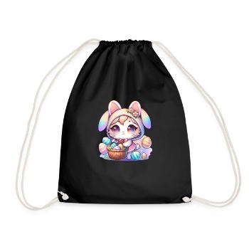 Un chaton avec une tenue de lapin livrant des œufs de Pâques - Sac de sport léger - noir - Devant