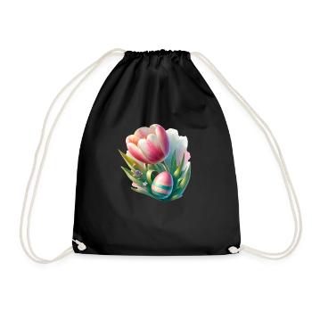 Tulipe colorée de printemps avec œuf de Pâques - Sac de sport léger - noir - Devant