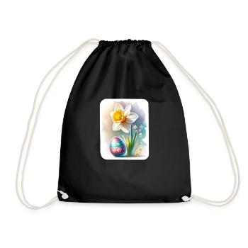 A Beautiful Daffodil With an Easter Egg - Drawstring Bag - black - Front