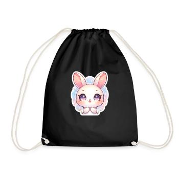 Lapin de Pâques mignon avec de grands yeux violets - Sac de sport léger - noir - Devant