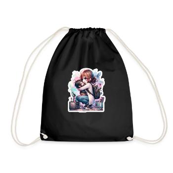 Une maman artiste étreignant son enfant après le travail - Sac de sport léger - noir - Devant