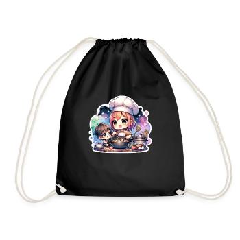 Master Chef Mom Teaching Her Kid to Cook - Drawstring Bag - black - Front