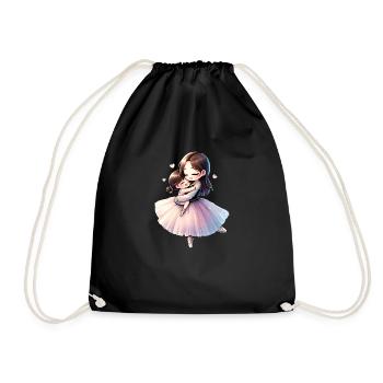 Ballerina Mom Giving Her Daughter a Hug - Drawstring Bag - black - Front