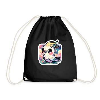 Une calopsitte Chibi mignonne dans un paysage coloré - Sac de sport léger - noir - Devant