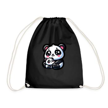 Proud Mother Panda With Her Cub for Mother's Day - Drawstring Bag - black - Front