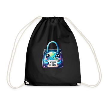 Be Good To The Earth Reusable Tote Bag Earth Day - Drawstring Bag - black - Front
