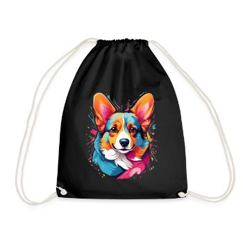 Corgi Splash - Drawstring Bag - black - Front