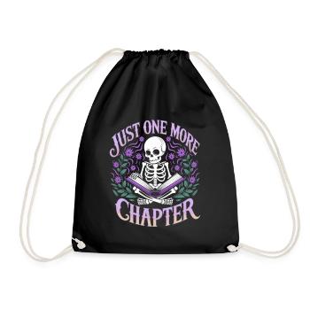 Just One More Chapter – Lesesucht Skelett Design - Turnbeutel - Schwarz - Vorne