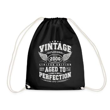 Jahrgang 2006 Vintage Retro Geburtstag Geschenk - Turnbeutel - Schwarz - Vorne