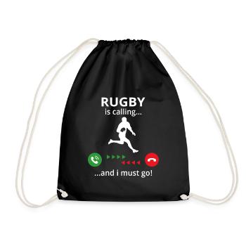 rugby is calling and i must go - Drawstring Bag - black - Front