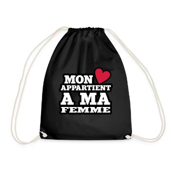 mon coeur appartient à ma femme - Sac de sport léger - noir - Devant