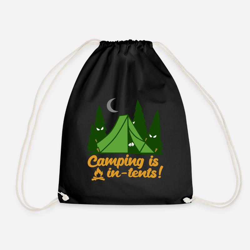 Camping Is In Tents Funny - Drawstring Bag - black