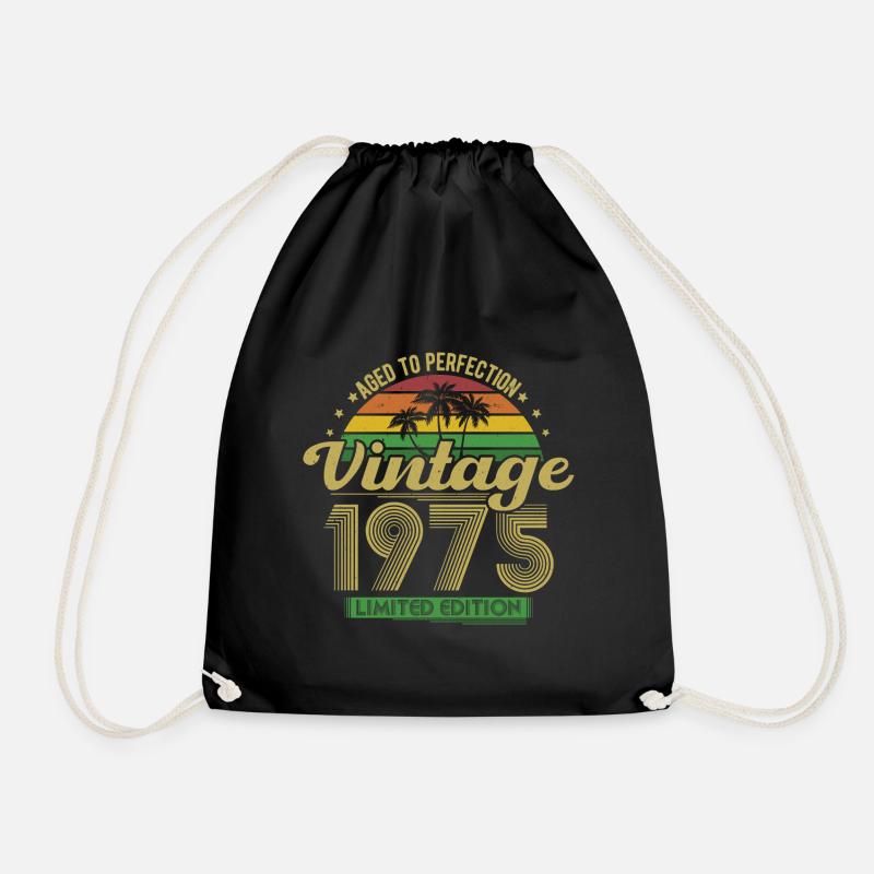 Vintage Retro 1975 Geburtstag Geschenkidee - Turnbeutel - Schwarz