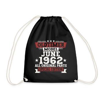 Oldtimer June 1962 Birthday Gift Men Fun - Drawstring Bag - black - Front
