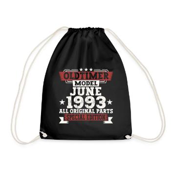 Oldtimer Juni 1993 Geburtstag Geschenk Herren Fun - Turnbeutel - Schwarz - Vorne
