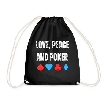 Love, Peace and Poker - Turnbeutel - Schwarz - Vorne
