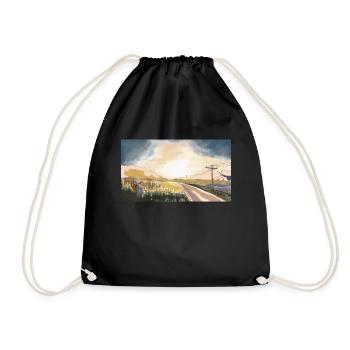 a country road - Drawstring Bag - black - Front