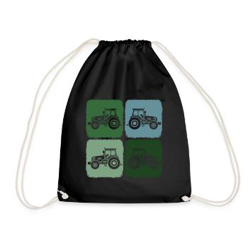 Tractor Retro Tractor Harvest Time in Agriculture - Drawstring Bag - black - Front