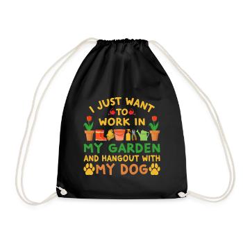 I Just Want To Work In My Garden And Hang Out Dogs - Drawstring Bag - black - Front