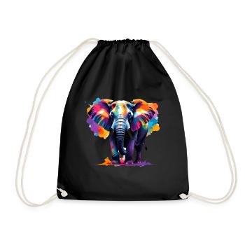 Elephant, Graffiti, Colorful, Painting - Drawstring Bag - black - Front