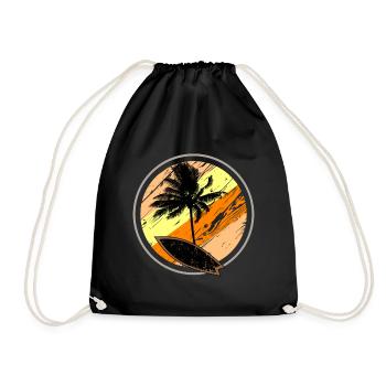 Beach Surf Sun - Drawstring Bag - black - Front