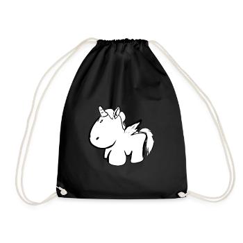 unicorn horse animal angel fly - Drawstring Bag - black - Front