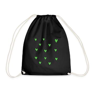 hearts pattern symbol love heart green - Drawstring Bag - black - Front