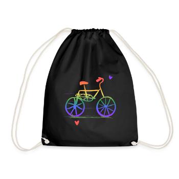 LGBT fahrrad regenbogen farben symbol - Turnbeutel - Schwarz - Vorne
