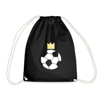 football ball sports sportsman crown symbol - Drawstring Bag - black - Front