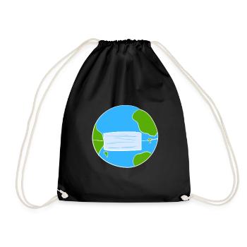 earth planet mask corona protection - Drawstring Bag - black - Front
