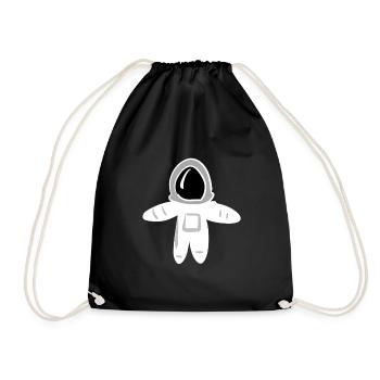 astronaut symbol universe physics cartoon - Drawstring Bag - black - Front