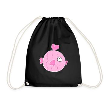 dessin animé coeur poisson mer animal symbole rose drôle - Sac de sport léger - noir - Devant