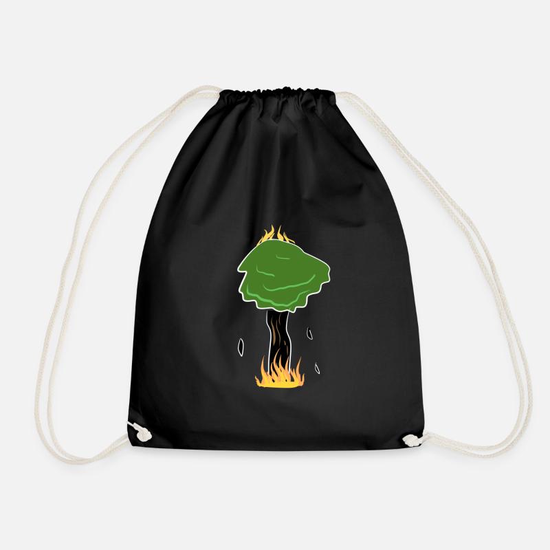 burning tree fire climate protection natural - Drawstring Bag - black