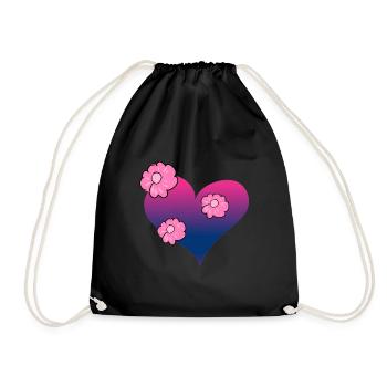 fleurs coeur symbole amour rose - Sac de sport léger - noir - Devant