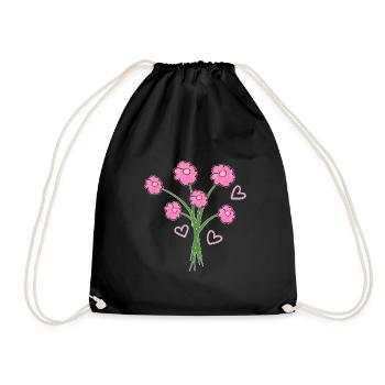 cœurs de fleurs de plantes à bouquet rose - Sac de sport léger - noir - Devant