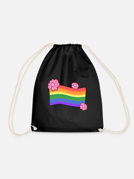 lgbt flagge blumen liebe regenbogen - Turnbeutel - Schwarz