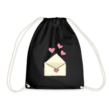 brief herzen rosa liebe offen - Turnbeutel - Schwarz - Vorne