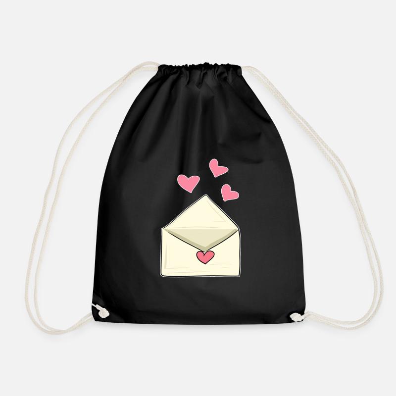 brief herzen rosa liebe offen - Turnbeutel - Schwarz