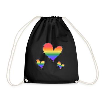 drei bunte herzen lgbt regenbogen liebe - Turnbeutel - Schwarz - Vorne